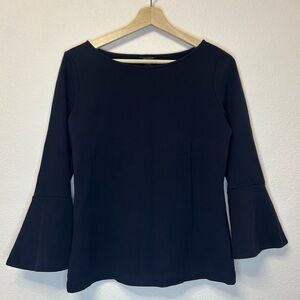 Ann Taylor Navy Blue Bell Sleeve Blouse